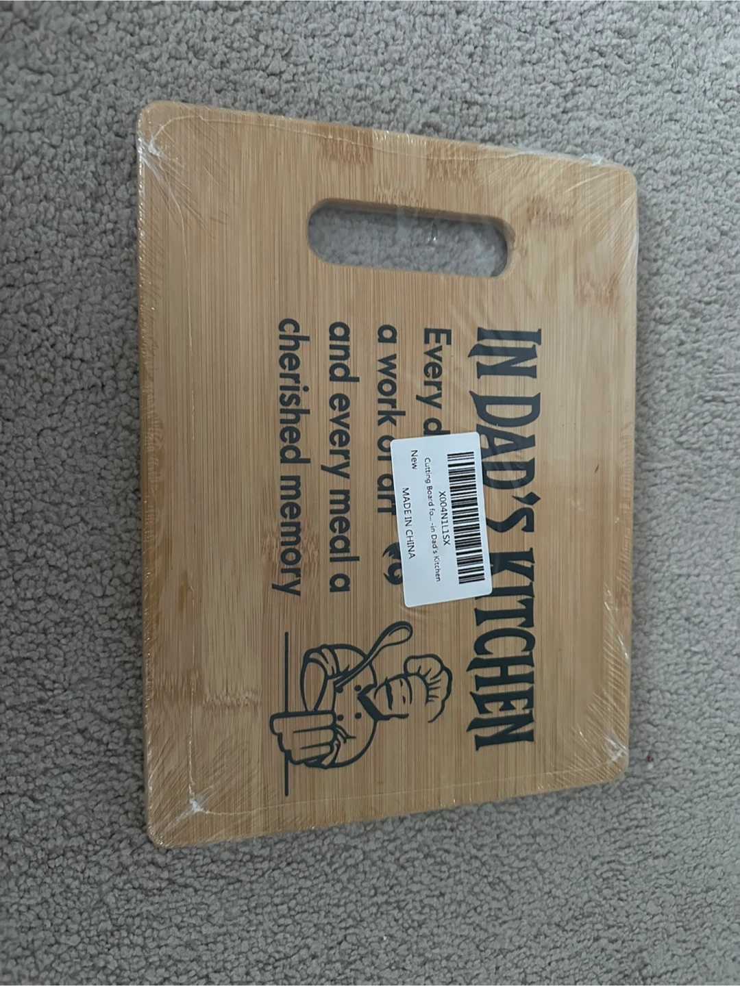 New In Dad's Kitchen Bamboo Cutting Board