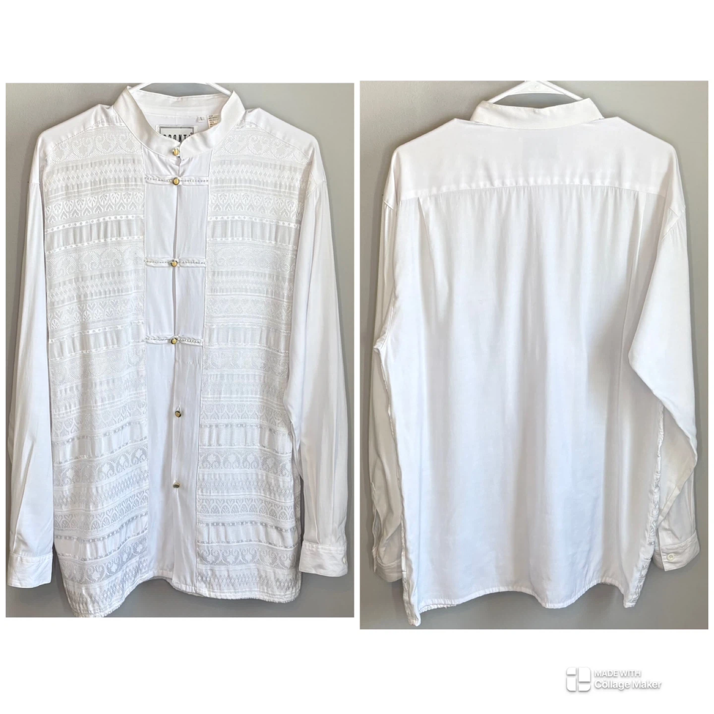 Vintage Pronti Mandarin Collar Blouse and Rhinestone Buttons - photo 2