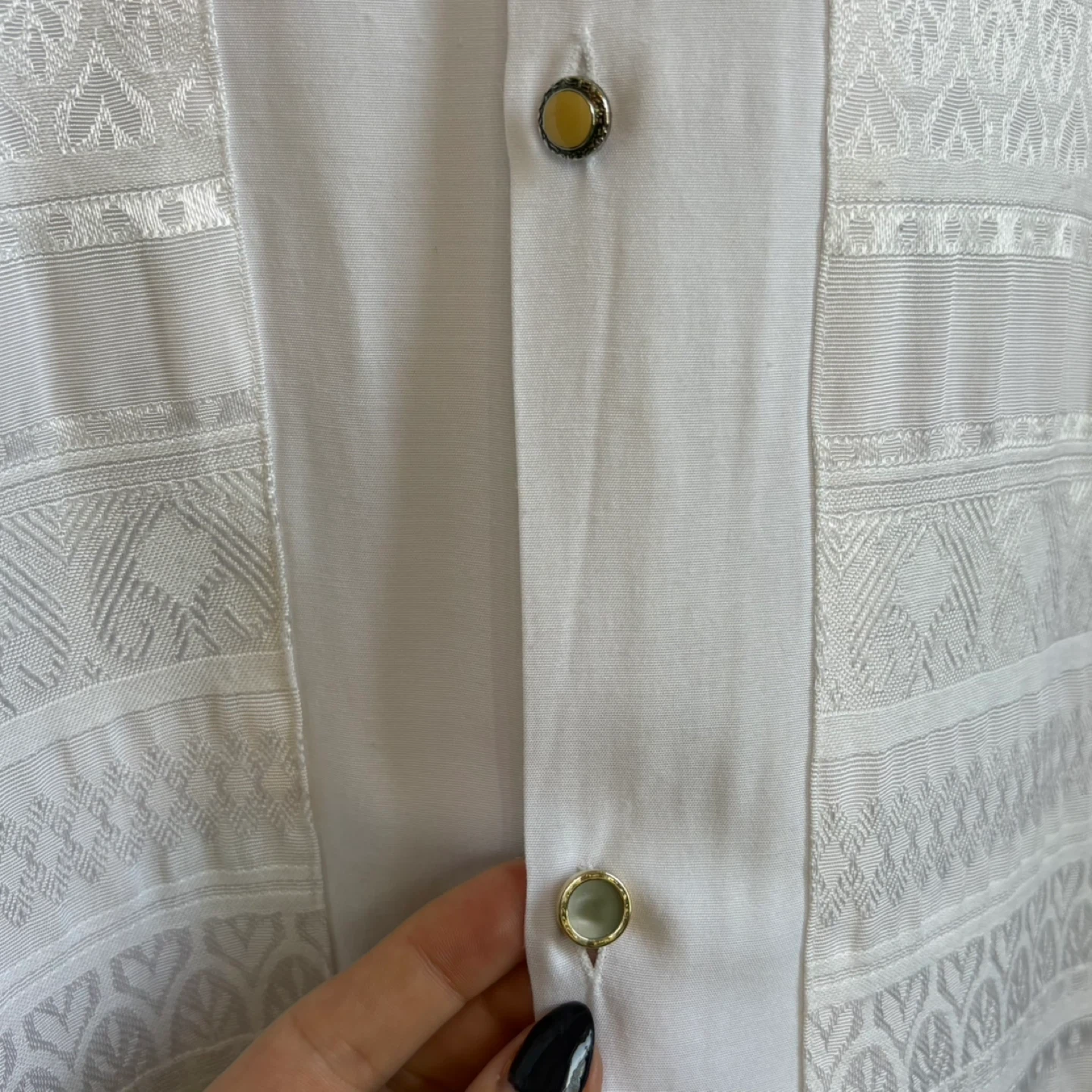 Vintage Pronti Mandarin Collar Blouse and Rhinestone Buttons - photo 5