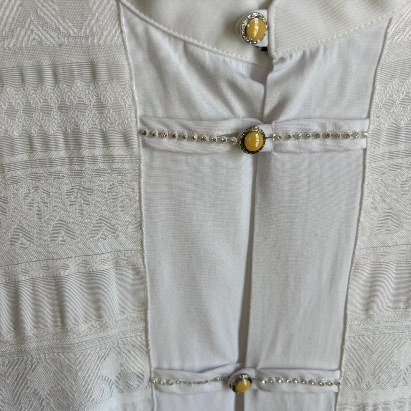 Vintage Pronti Mandarin Collar Blouse and Rhinestone Buttons - photo 4