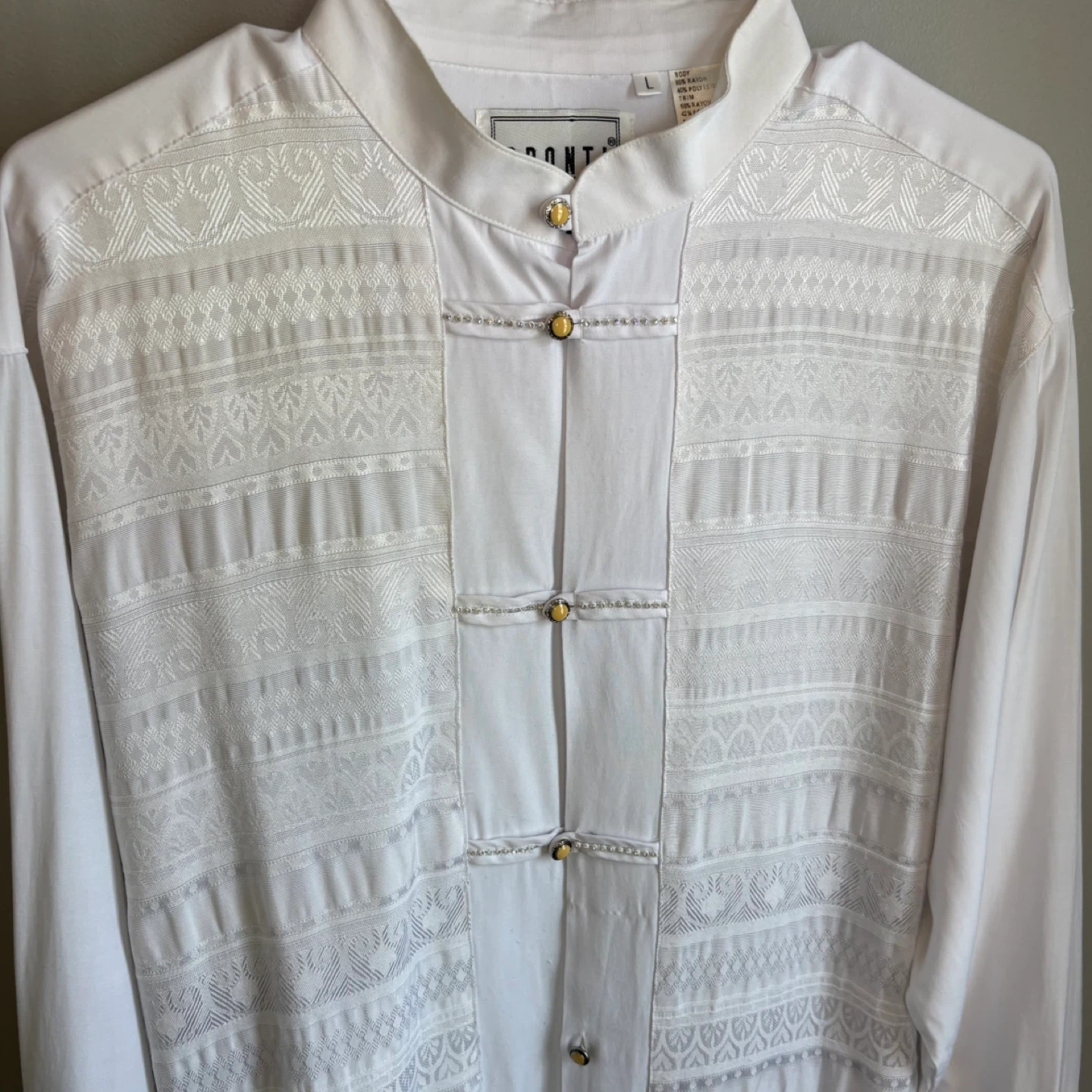 Vintage Pronti Mandarin Collar Blouse and Rhinestone Buttons - photo 3