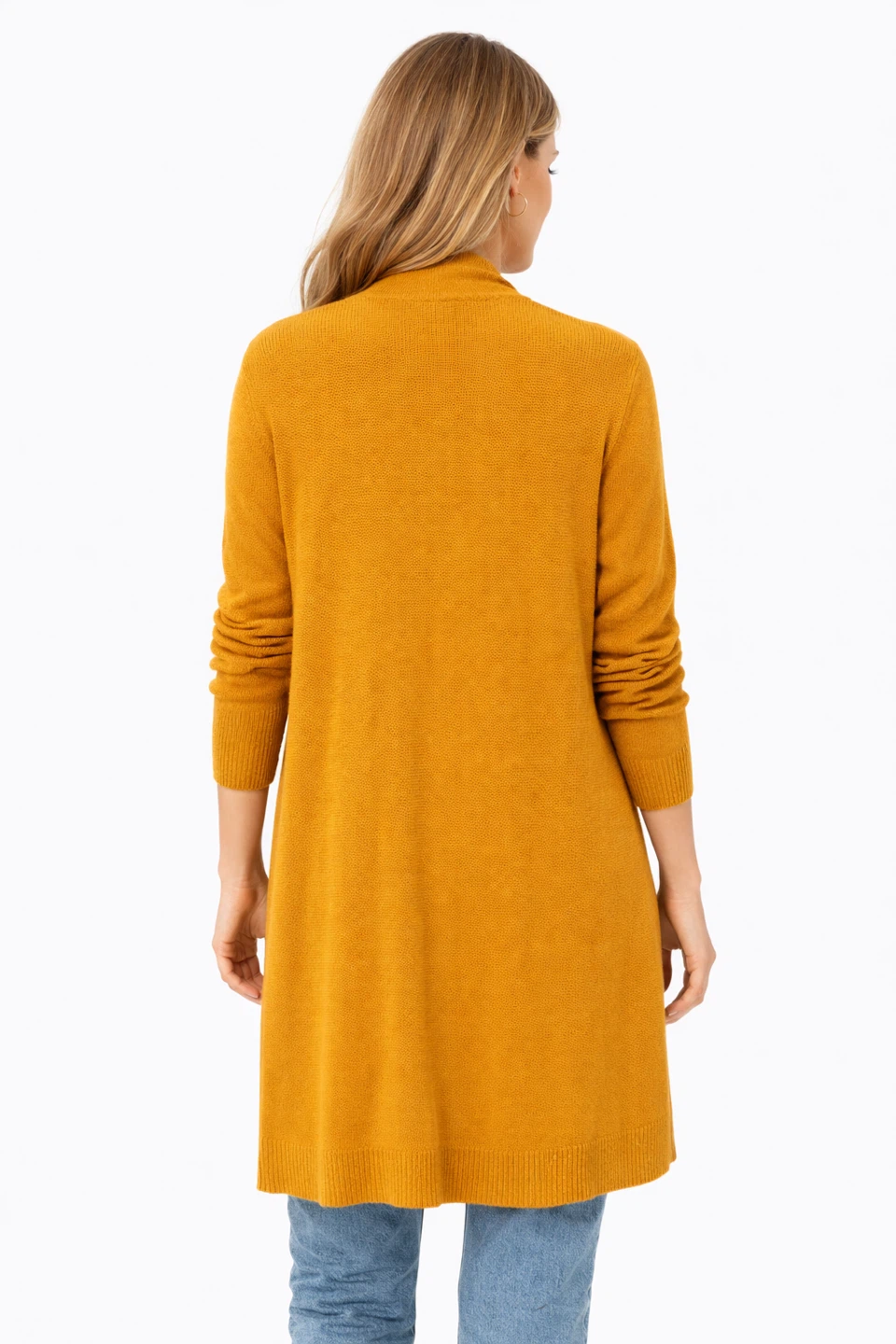 Verve Ami Women’s Mustard Long Open Front Cardigan XL Pockets - photo 3