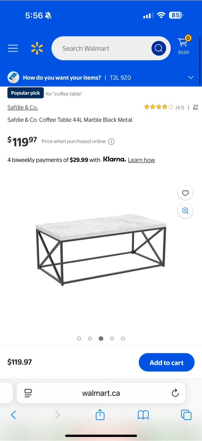 Safdie & Co. Marble Black Metal Coffee Table - photo 2