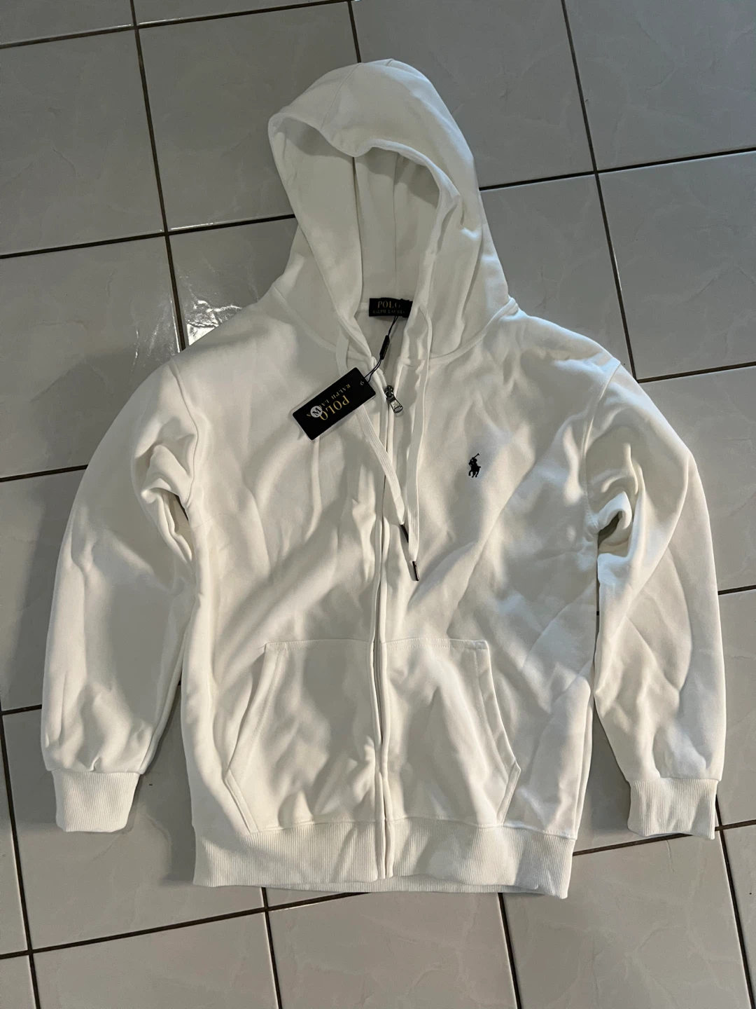 New Ralph Lauren White Full-Zip Hoodie