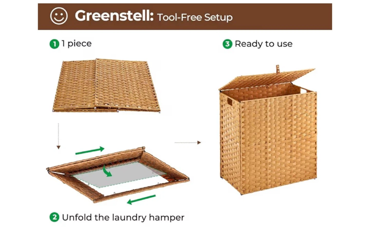 Wicker Laundry Hamper w 2 removable liners - photo 4