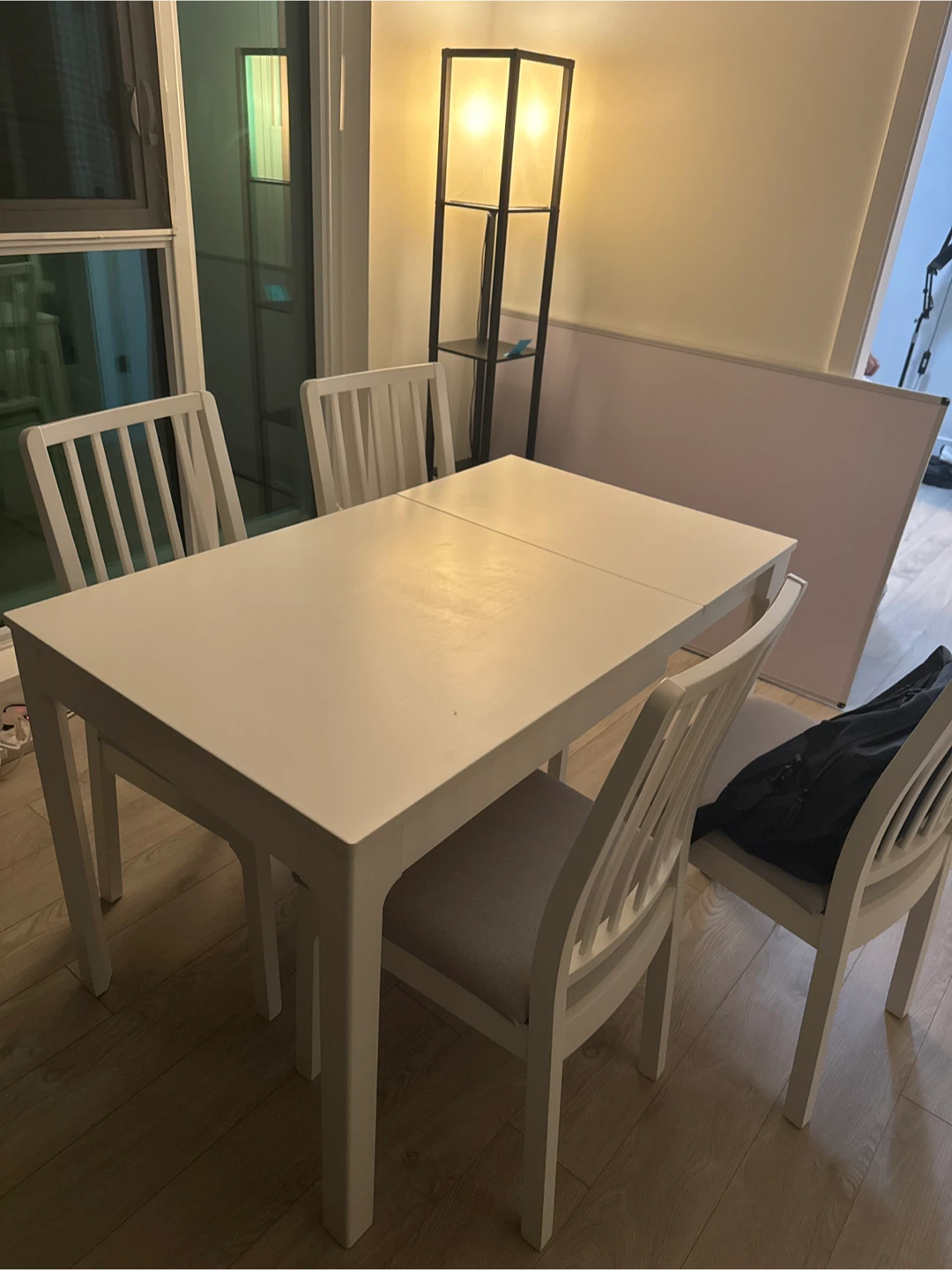 IKEA Extendable Dining Table set - White (with 4 chairs) - photo 5