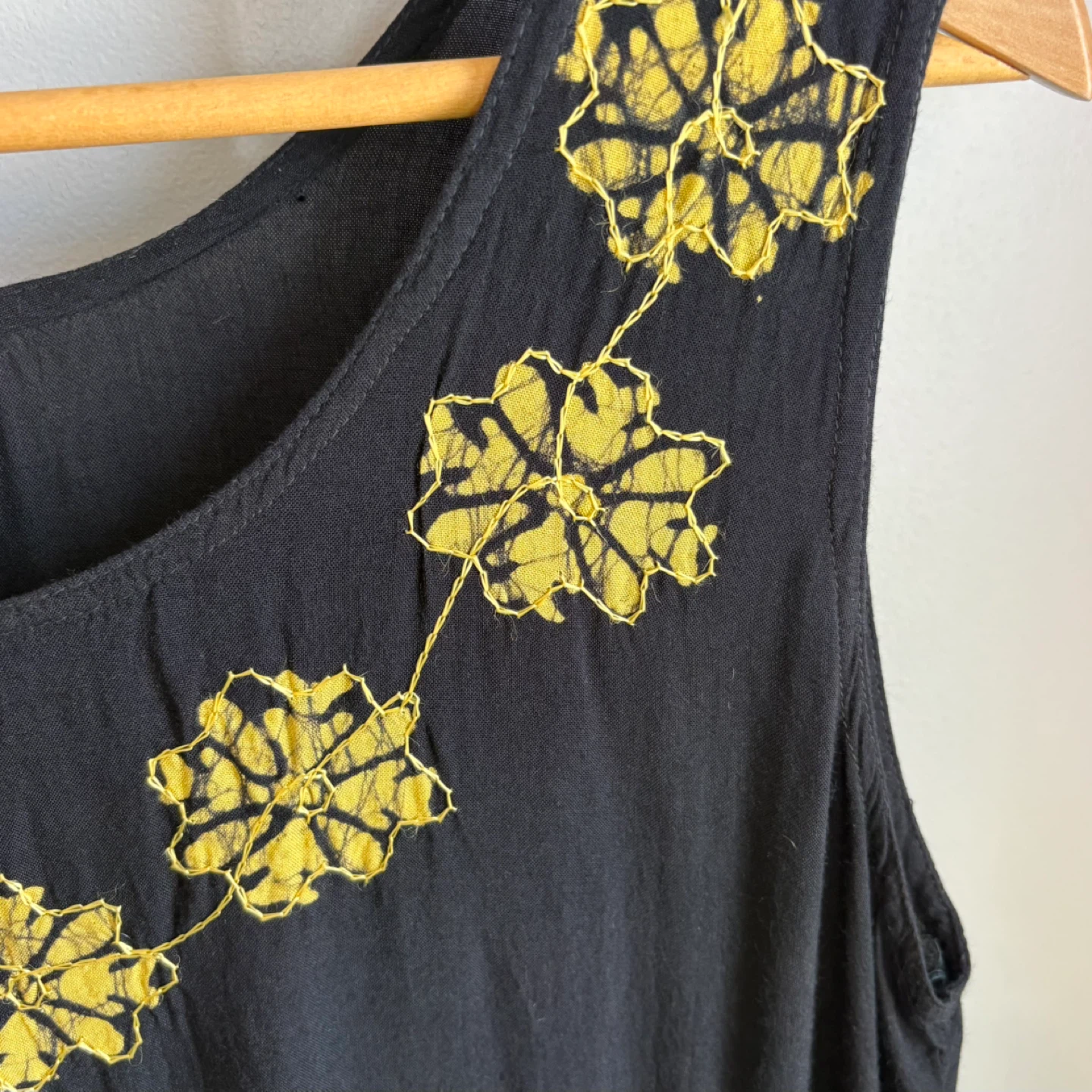 Rima Black Tropical Batik Printed Embroidered Shift Dress Size L - photo 3