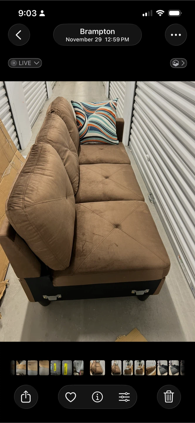 New Brown Sectional Sofa with Pillows