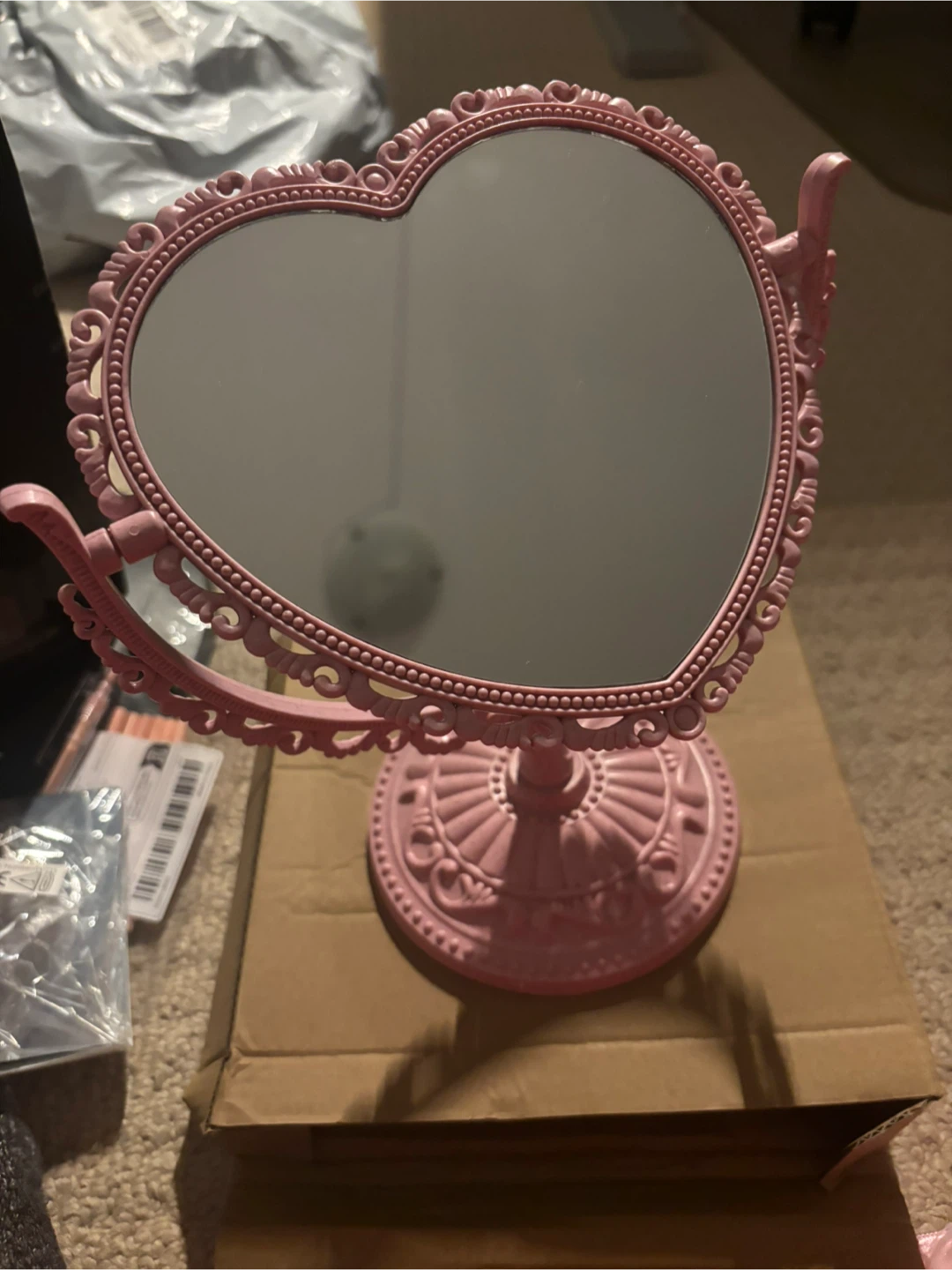 Pink Heart-Shaped Mirror