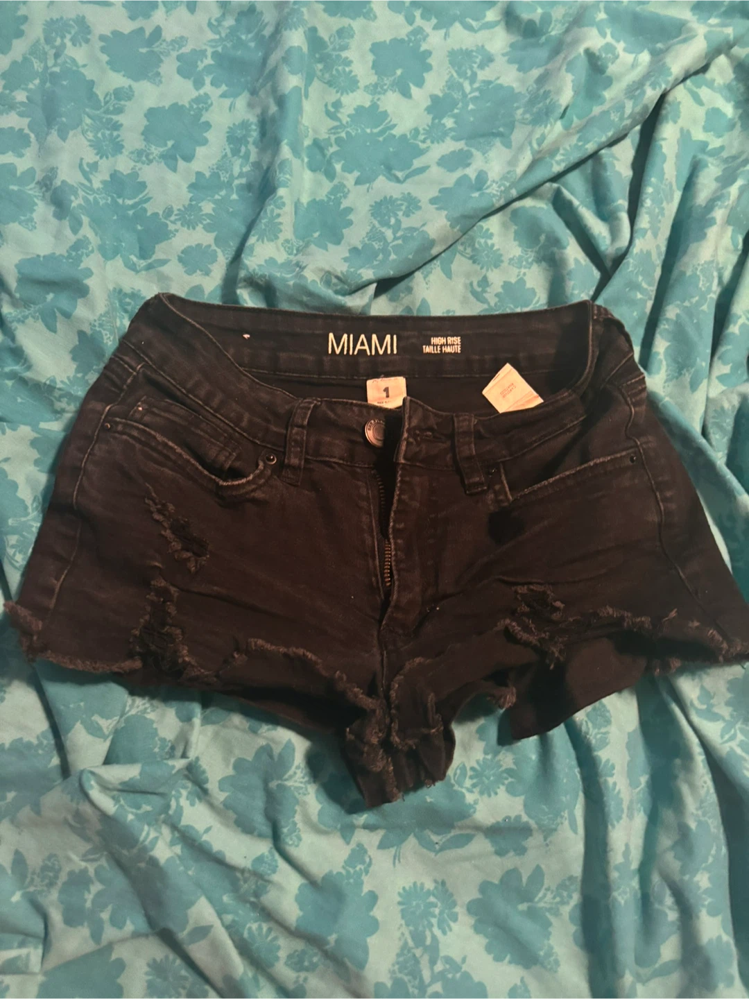 Miami Black High Rise Denim Shorts Size 1