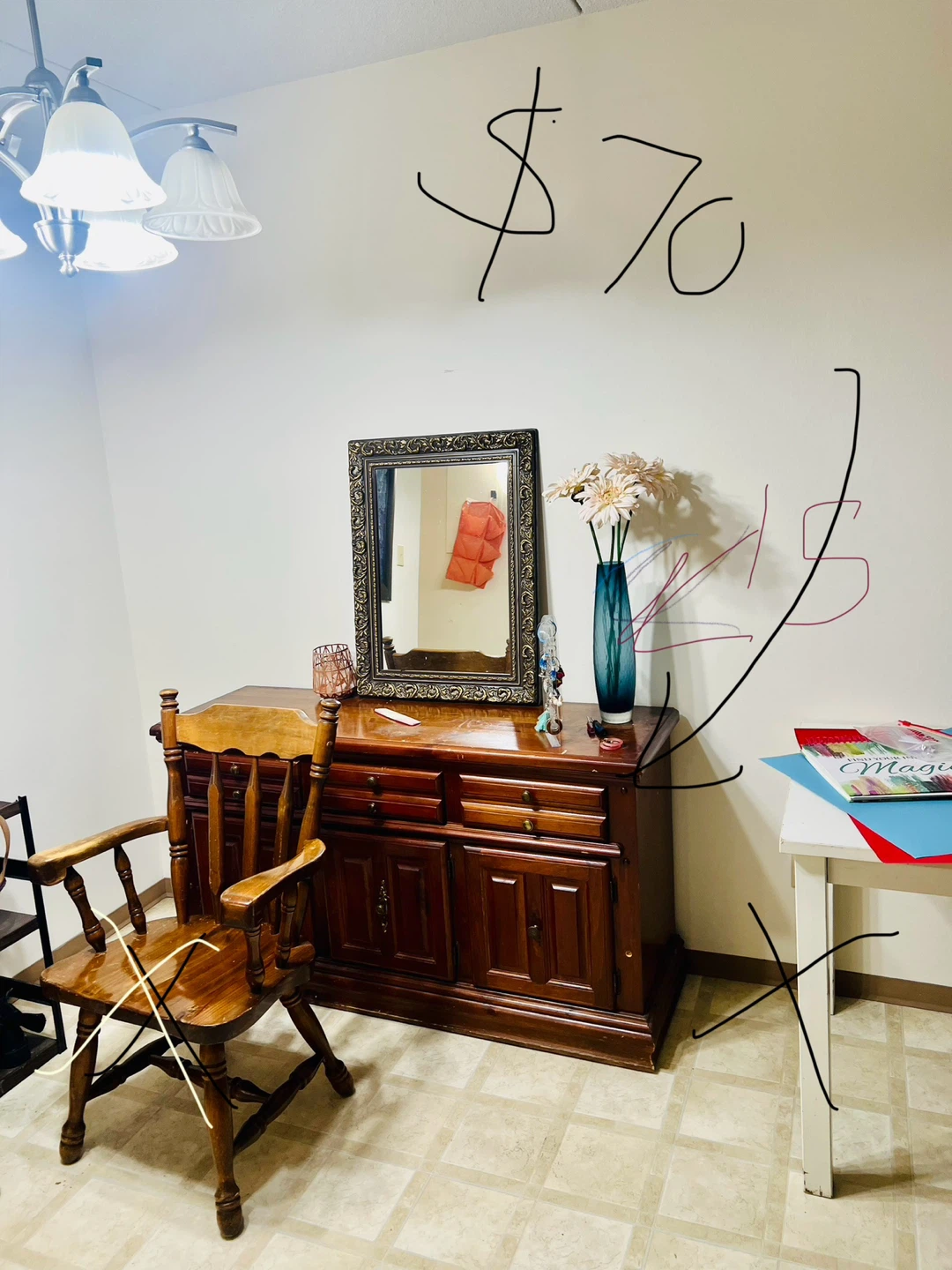 Wooden Buffet & Mirror Set