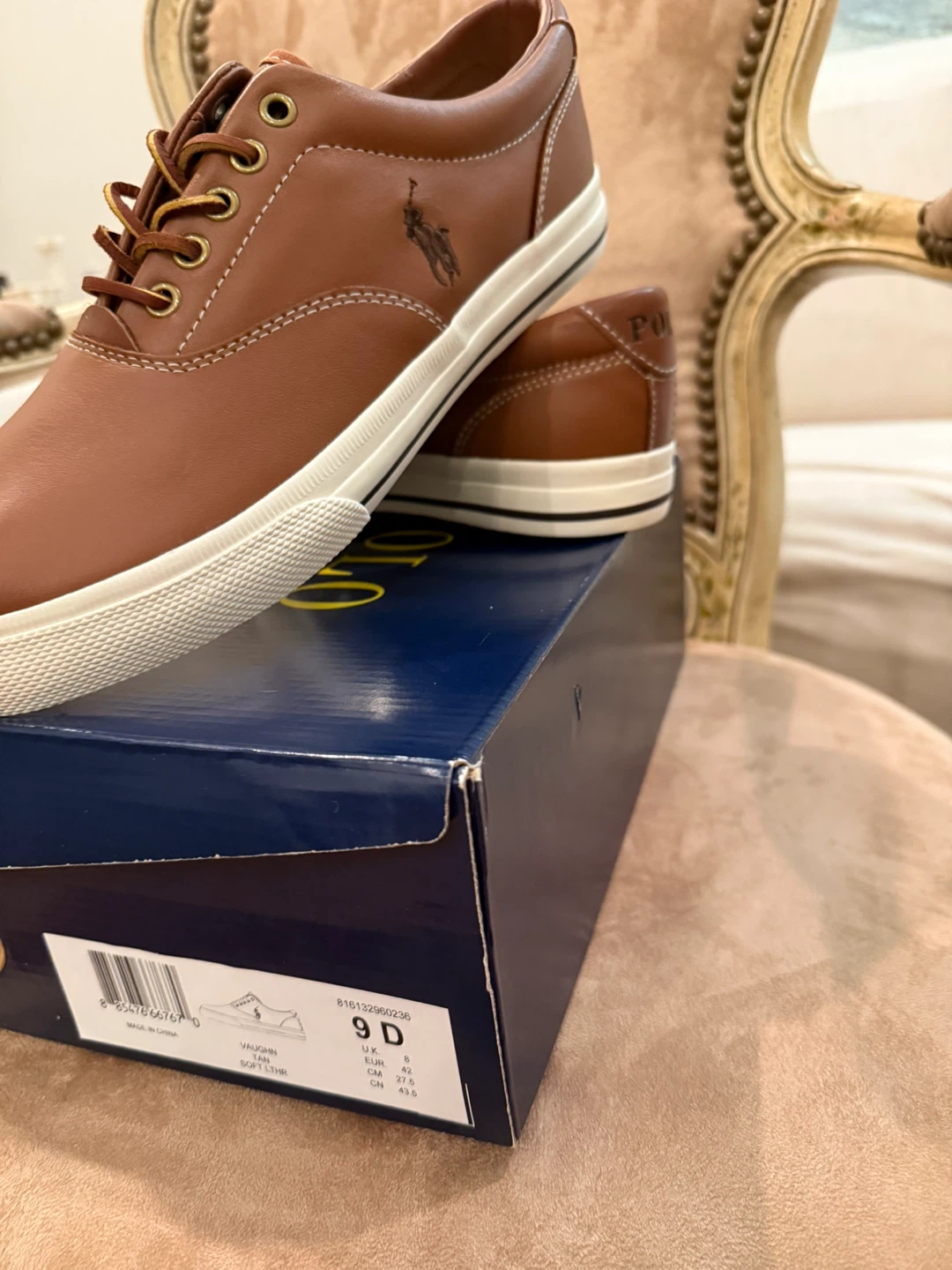 Polo Ralph Lauren Vaughn Brown Leather Sneaker - Size 9D - photo 3