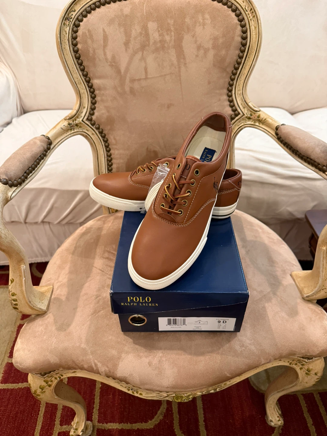 Polo Ralph Lauren Vaughn Brown Leather Sneaker - Size 9D
