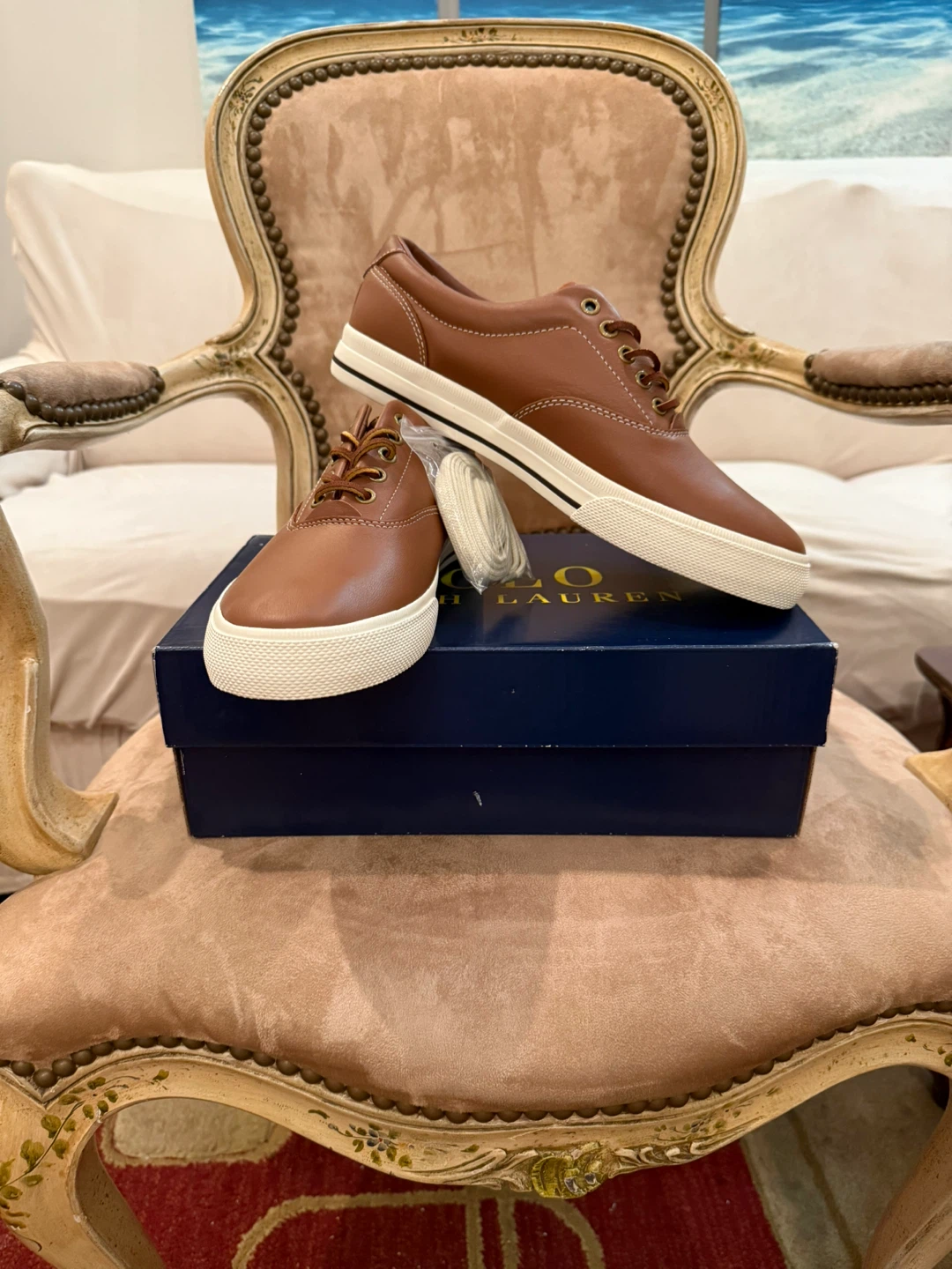Polo Ralph Lauren Vaughn Brown Leather Sneaker - Size 9D - photo 5