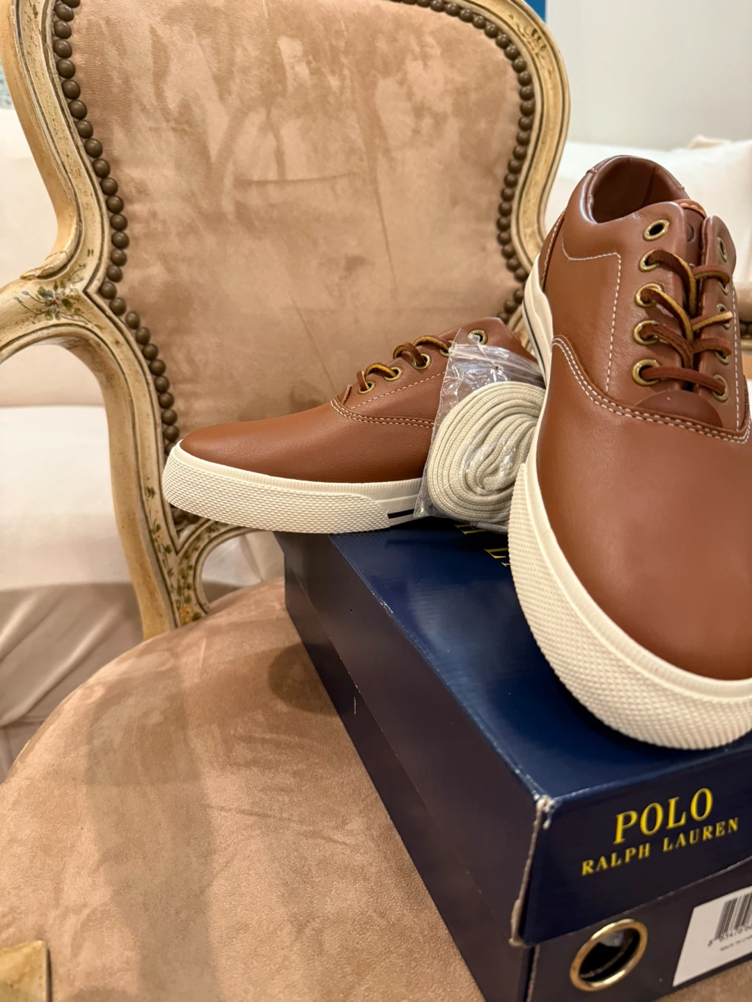 Polo Ralph Lauren Vaughn Brown Leather Sneaker - Size 9D - photo 4