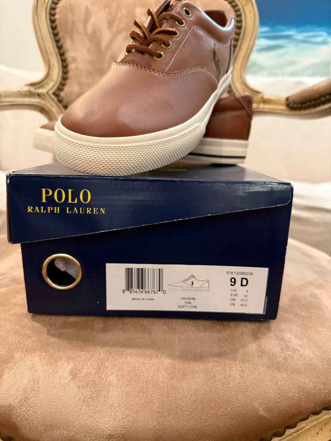 Polo Ralph Lauren Vaughn Brown Leather Sneaker - Size 9D - photo 2