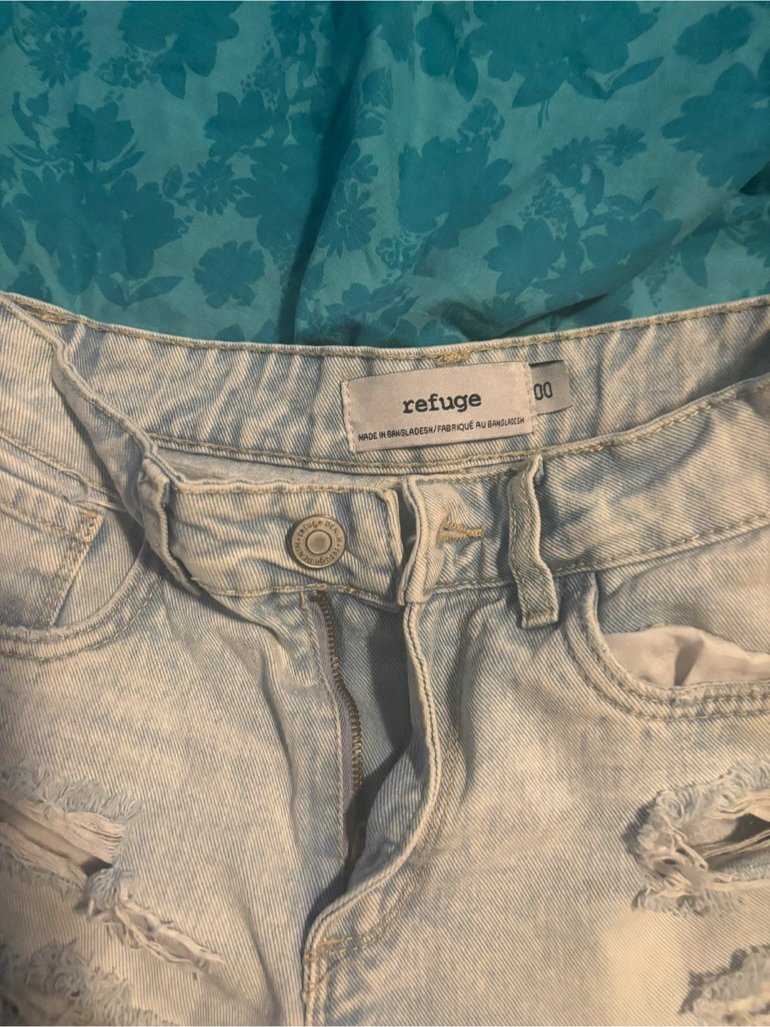 Refuge Distressed Denim Shorts - Size 00 - photo 2
