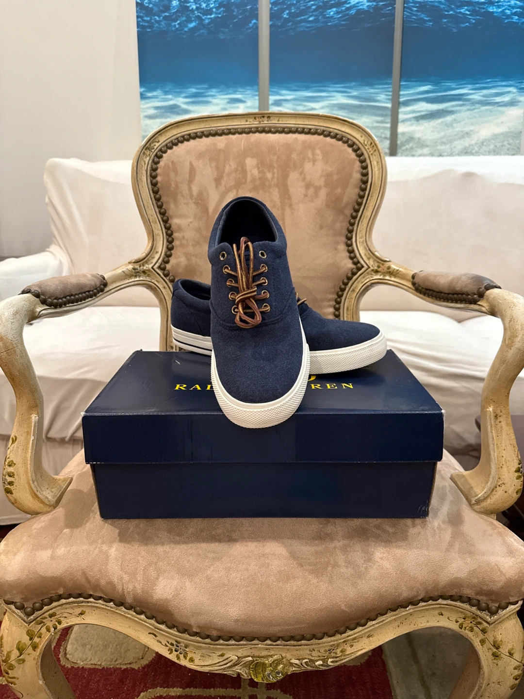 Polo Ralph Lauren Navy Blue Suede Sneaker - Size 10.5
