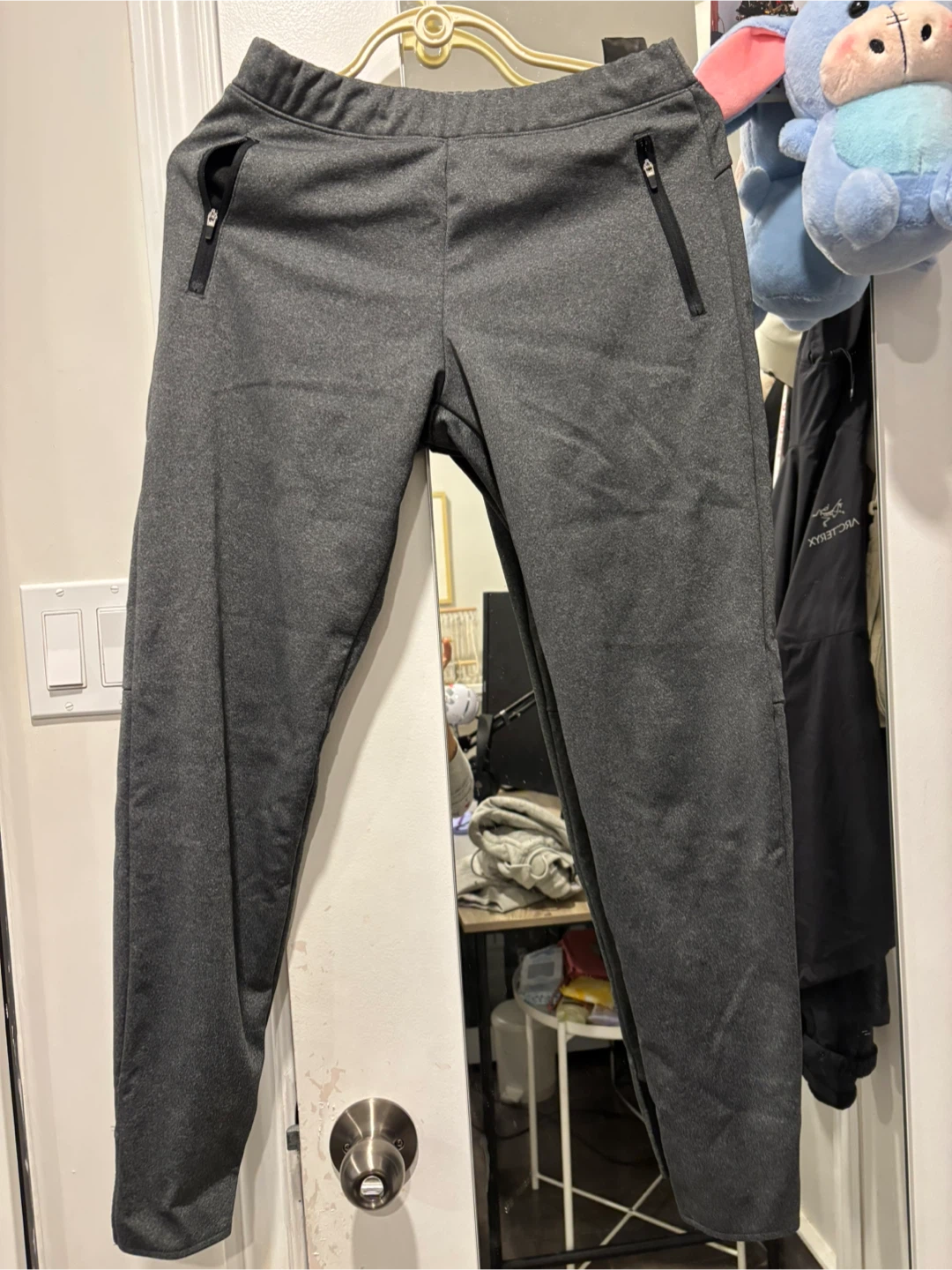 Grey Athletic Pants with Zipper Pockets