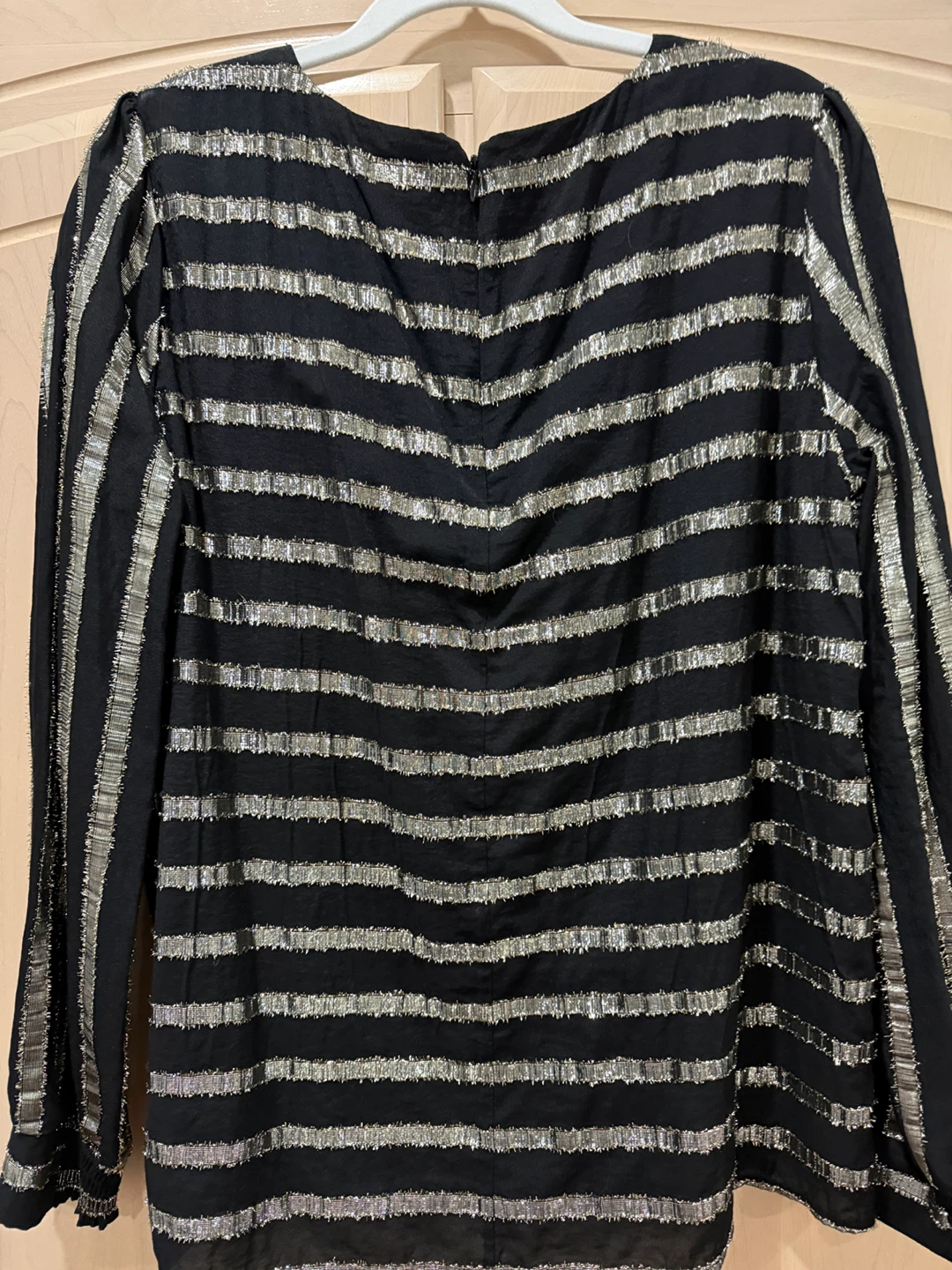 Alfani Black & Silver Striped Blouse - Size M - photo 3