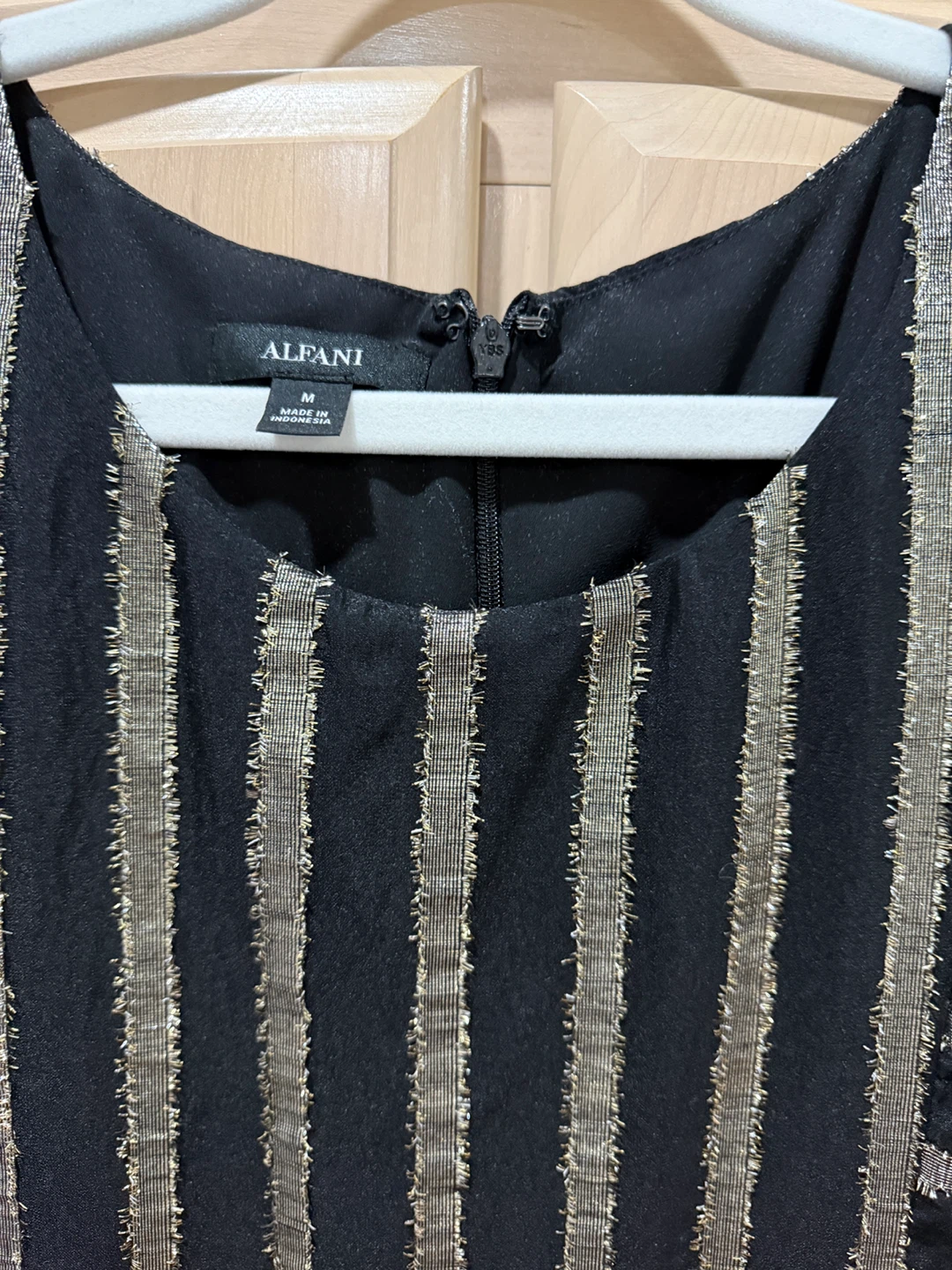 Alfani Black & Silver Striped Blouse - Size M - photo 2
