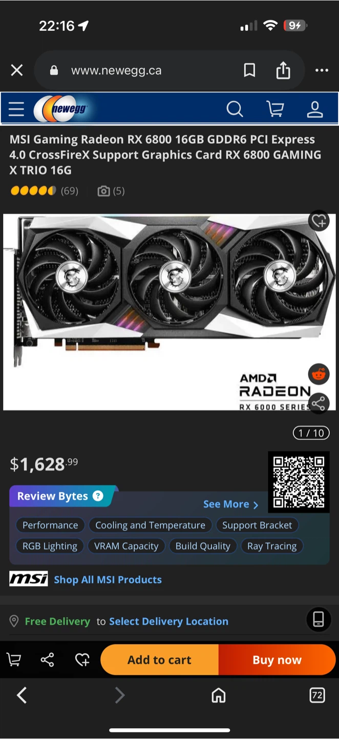 MSI Radeon RX 6800 Gaming X Trio – 16GB GDDR6