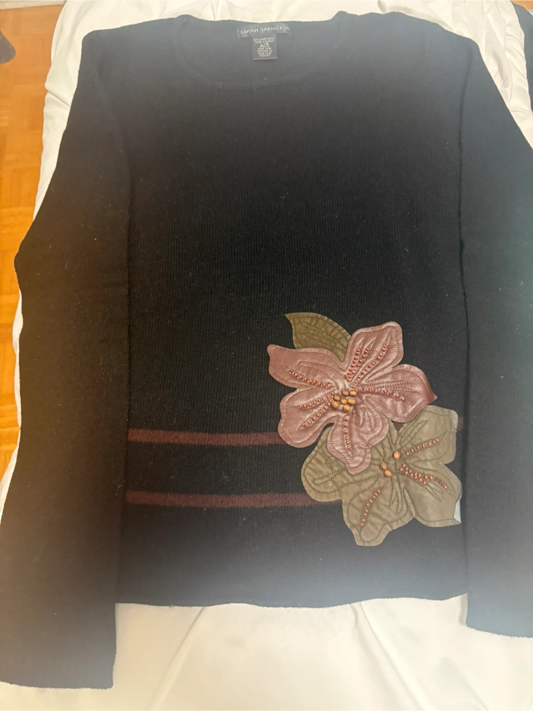 Sarah Spencer Black Wool Sweater - Size L/G