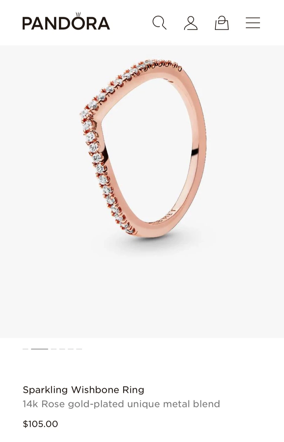 Pandora Sparkling Wishbone Ring