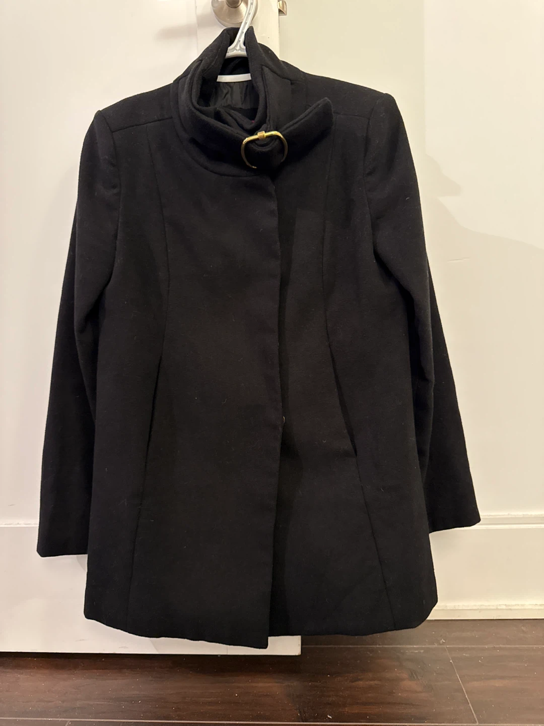 Mango Suit Black Wool Blend Coat - Size S