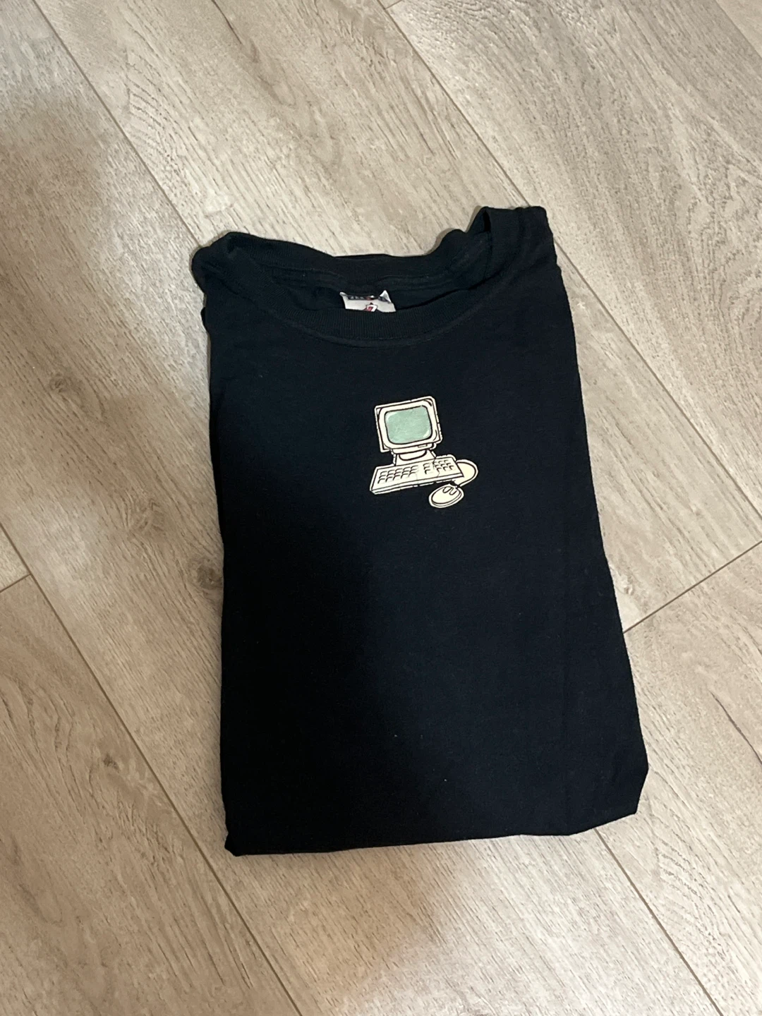 Vintage Black T-Shirt with Computer Graphic