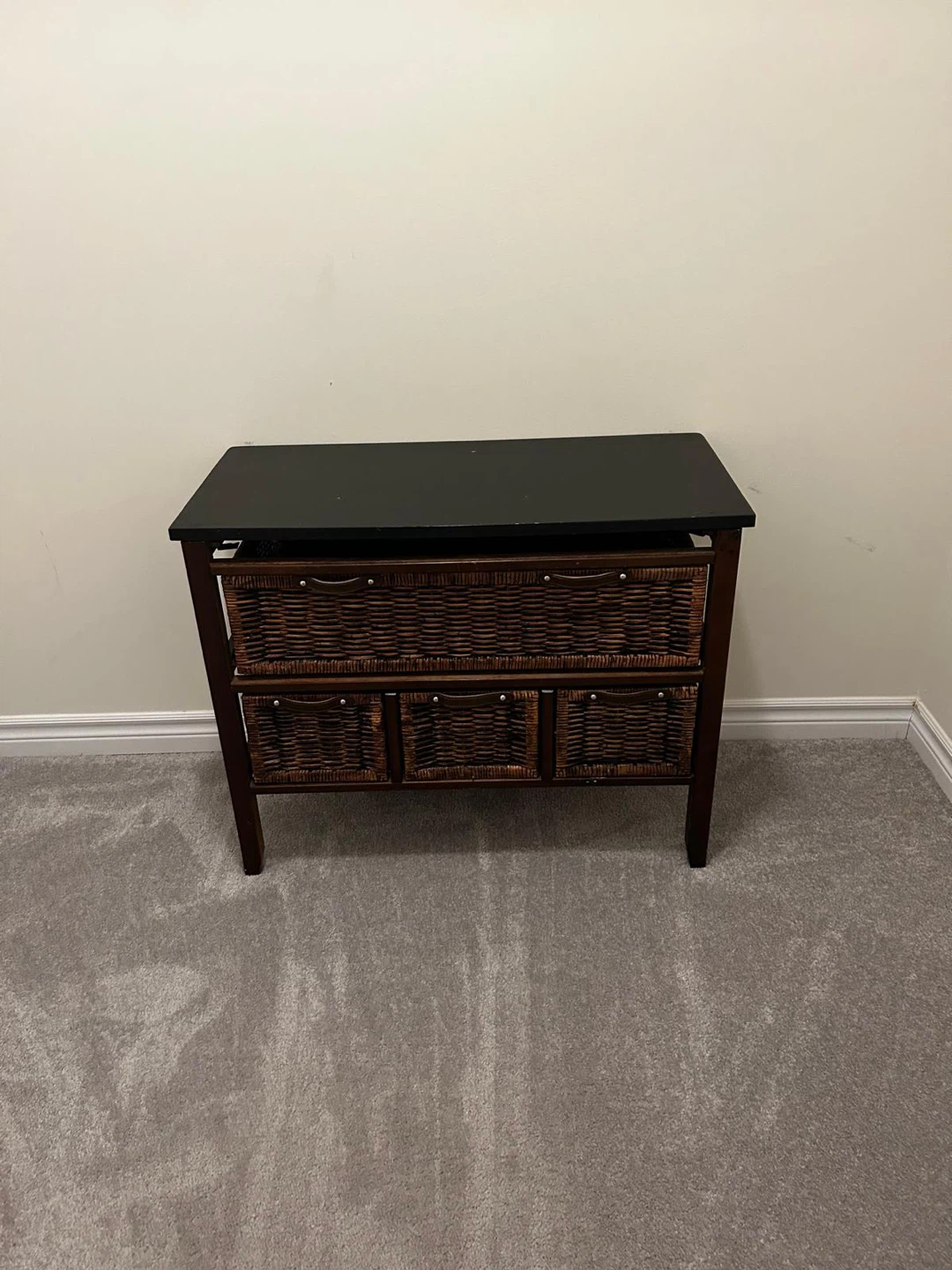 Storage Cabinet with Wicker Baskets
