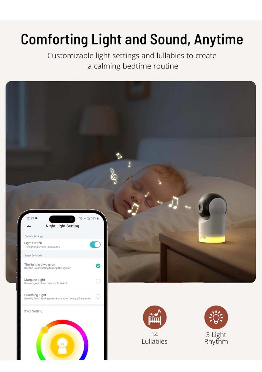 Paris Rhône Baby Monitor 2K Quad HD,WiFi,Night Vision, 5”Monitor - photo 5