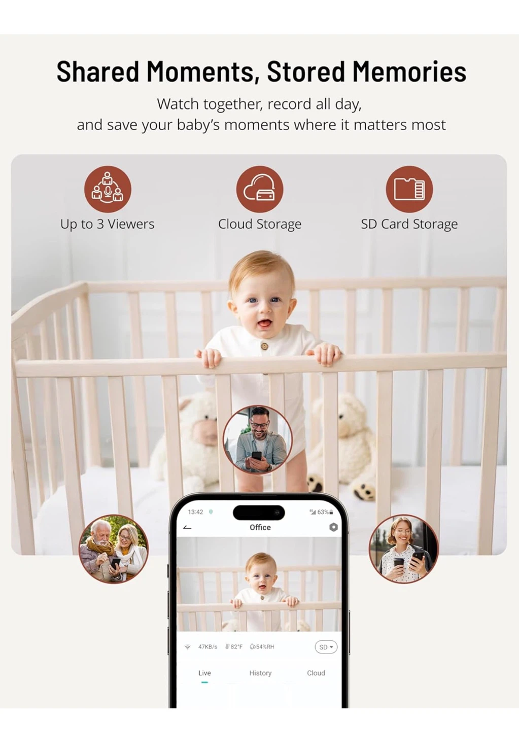Paris Rhône Baby Monitor 2K Quad HD,WiFi,Night Vision, 5”Monitor - photo 4