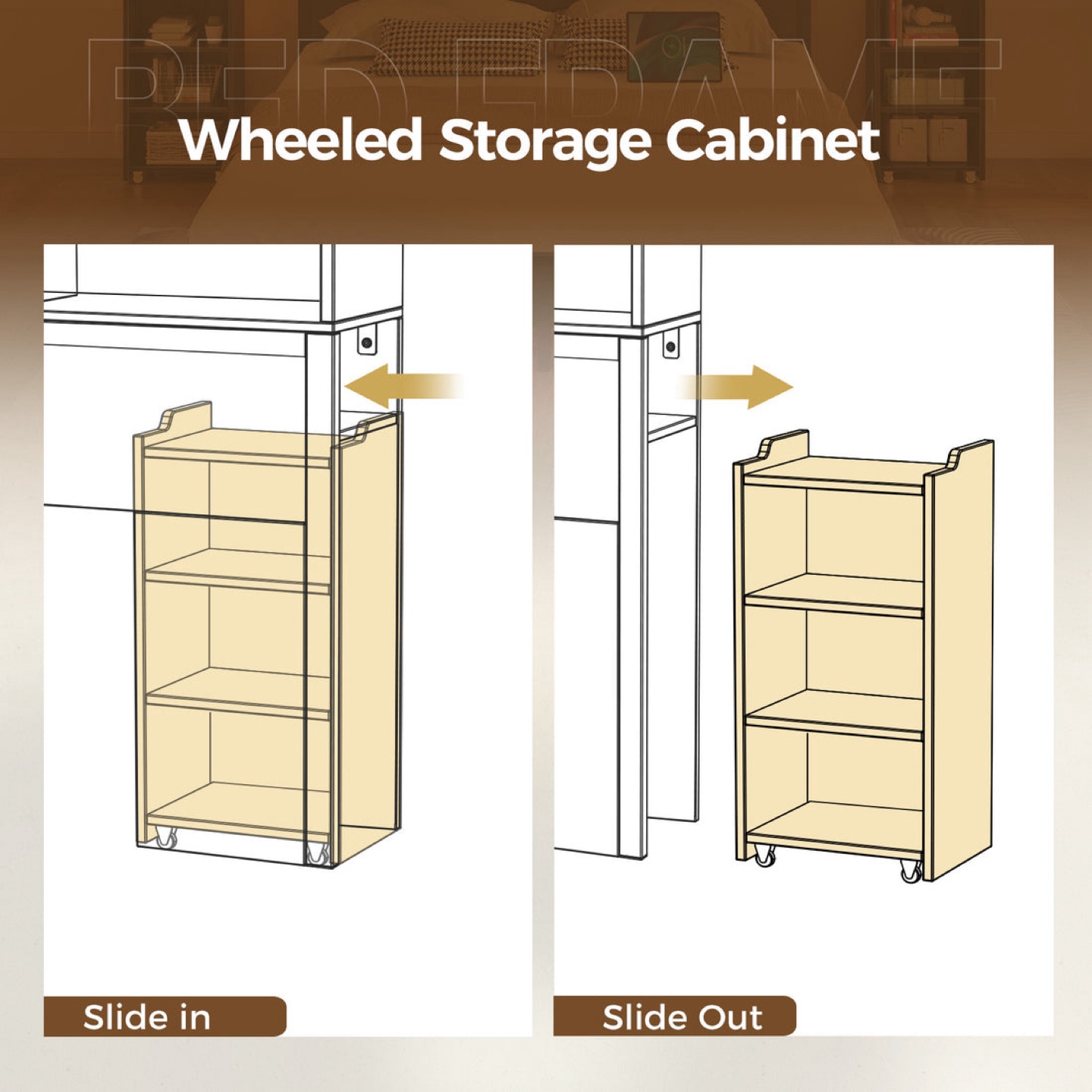Bedtime Wheeled Storage Cabinet Bed Frame - photo 2