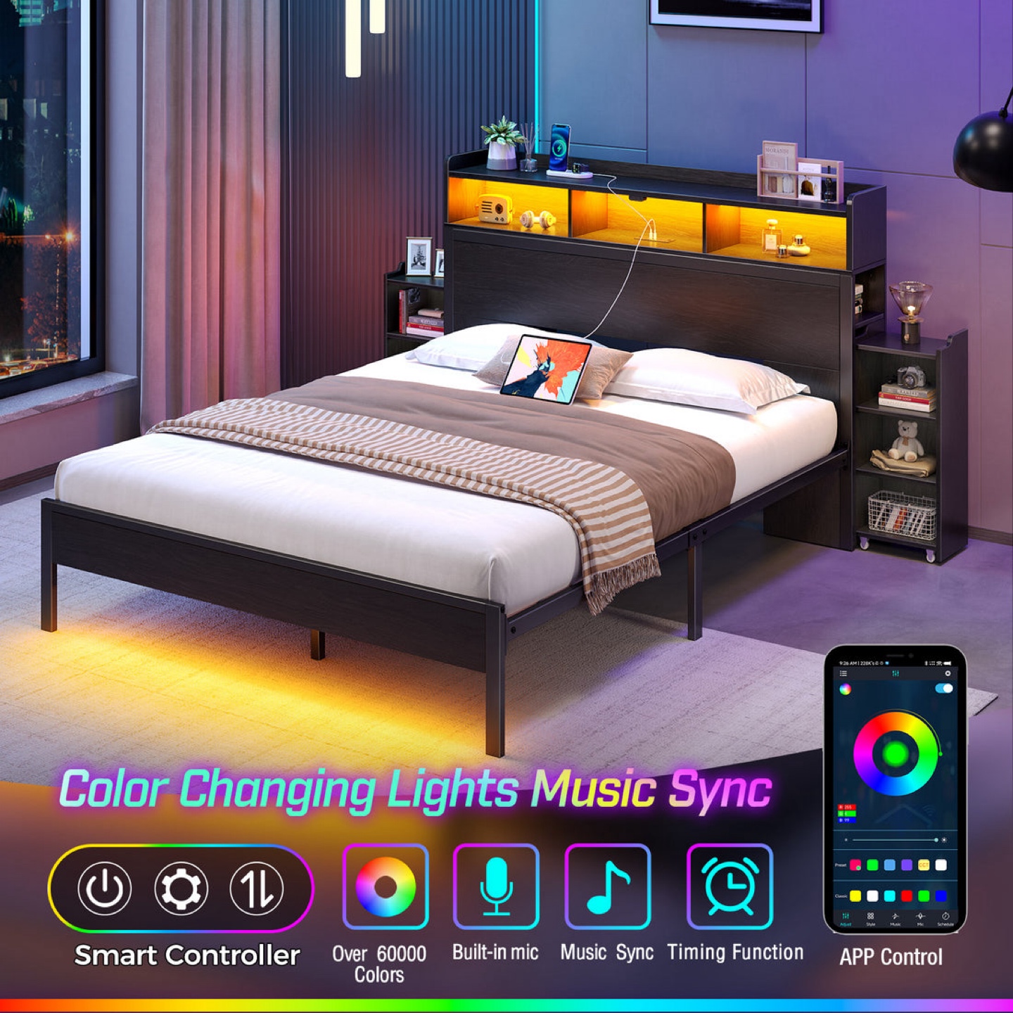 Bedtime Wheeled Storage Cabinet Bed Frame - photo 4