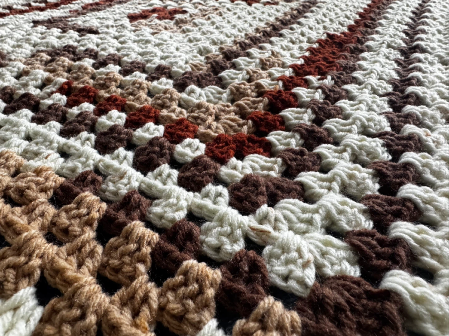 Handmade Crochet Baby Blanket - Brown & Beige - photo 3