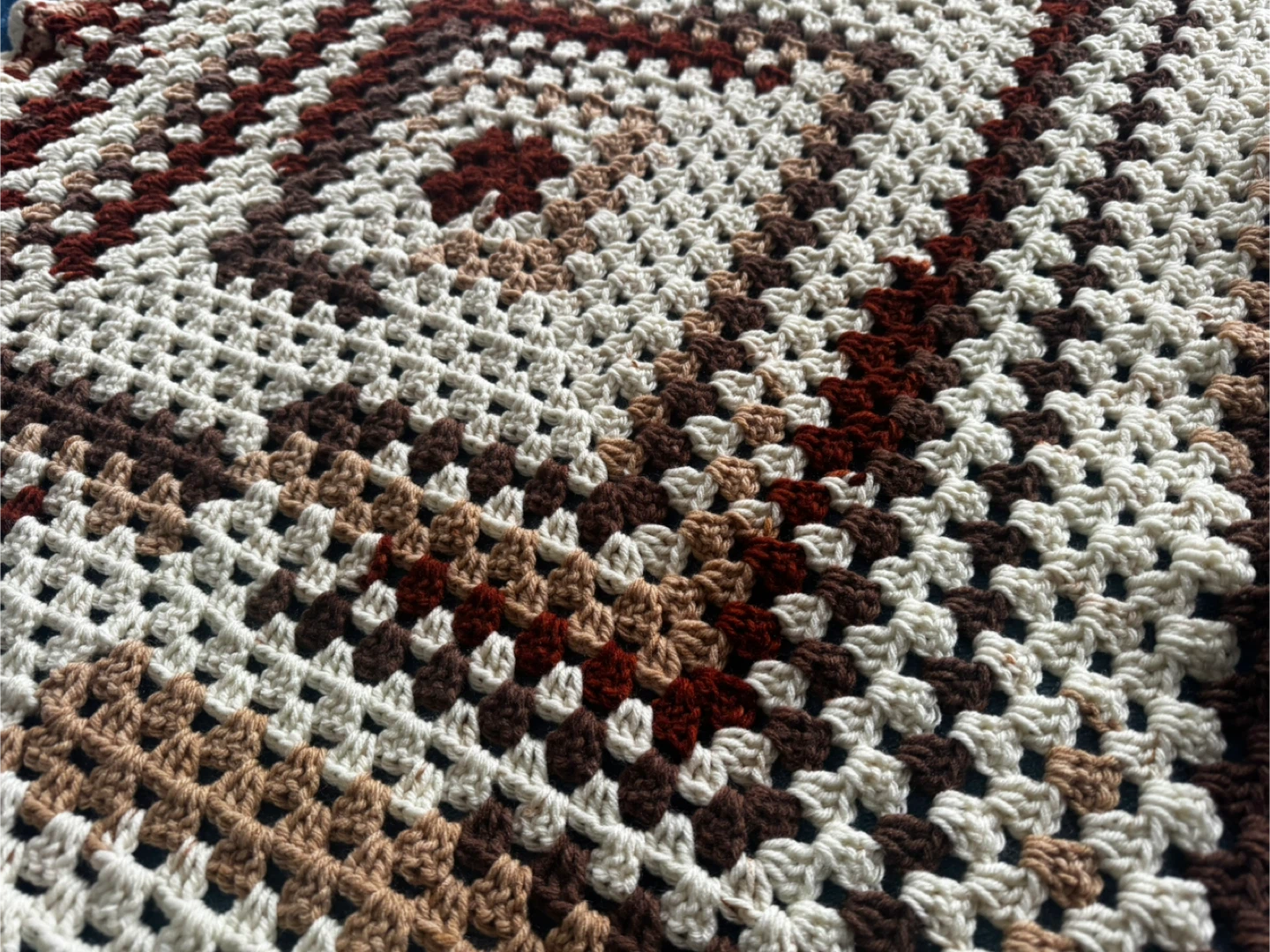 Handmade Crochet Baby Blanket - Brown & Beige
