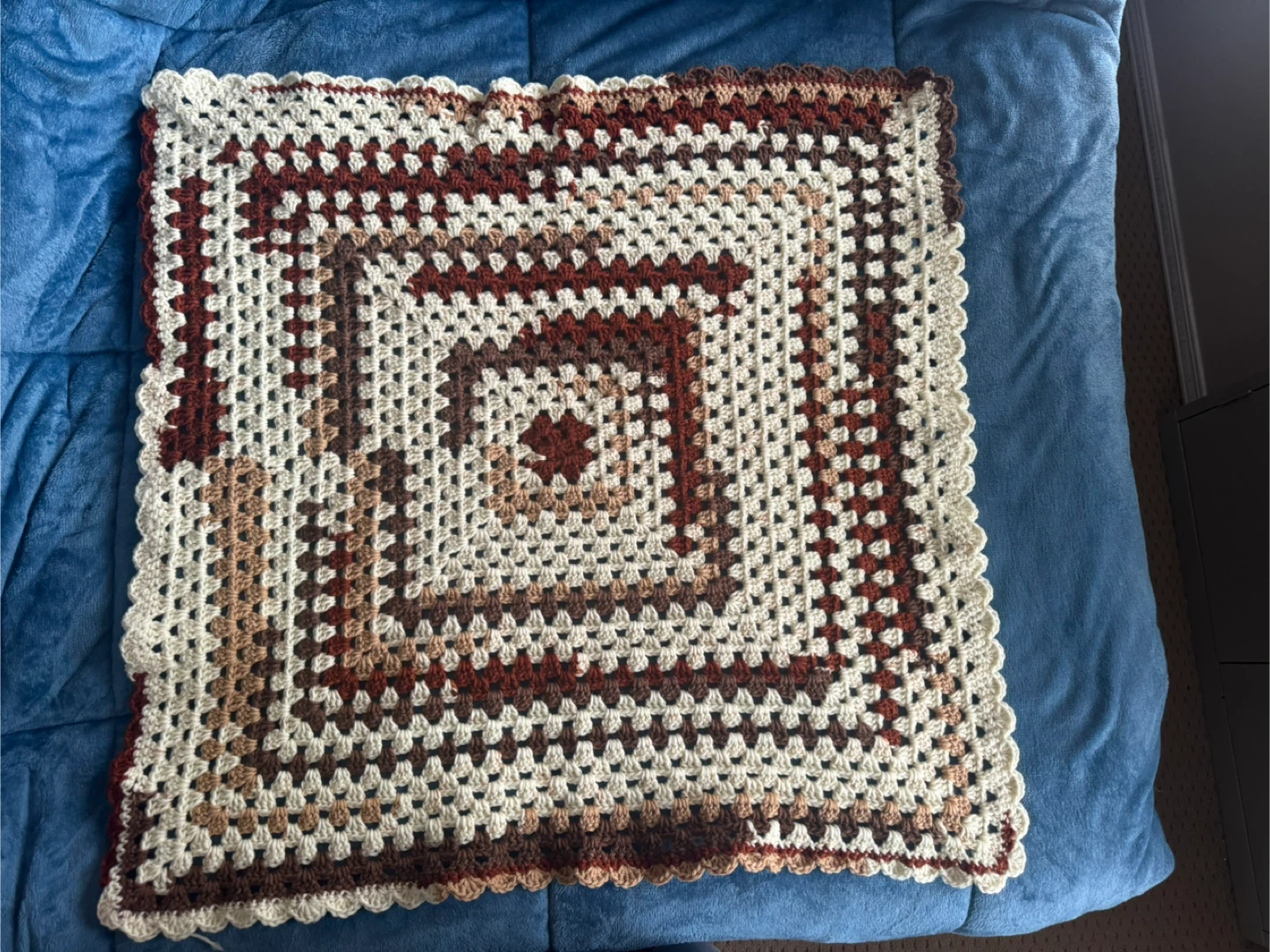 Handmade Crochet Baby Blanket - Brown & Beige - photo 2