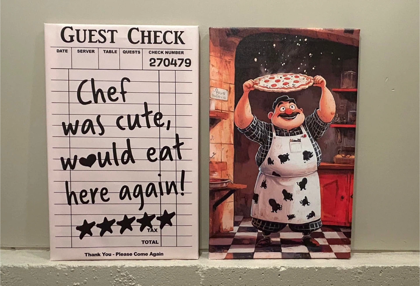 Chef Canvas Art - Guest Check & Pizza Chef