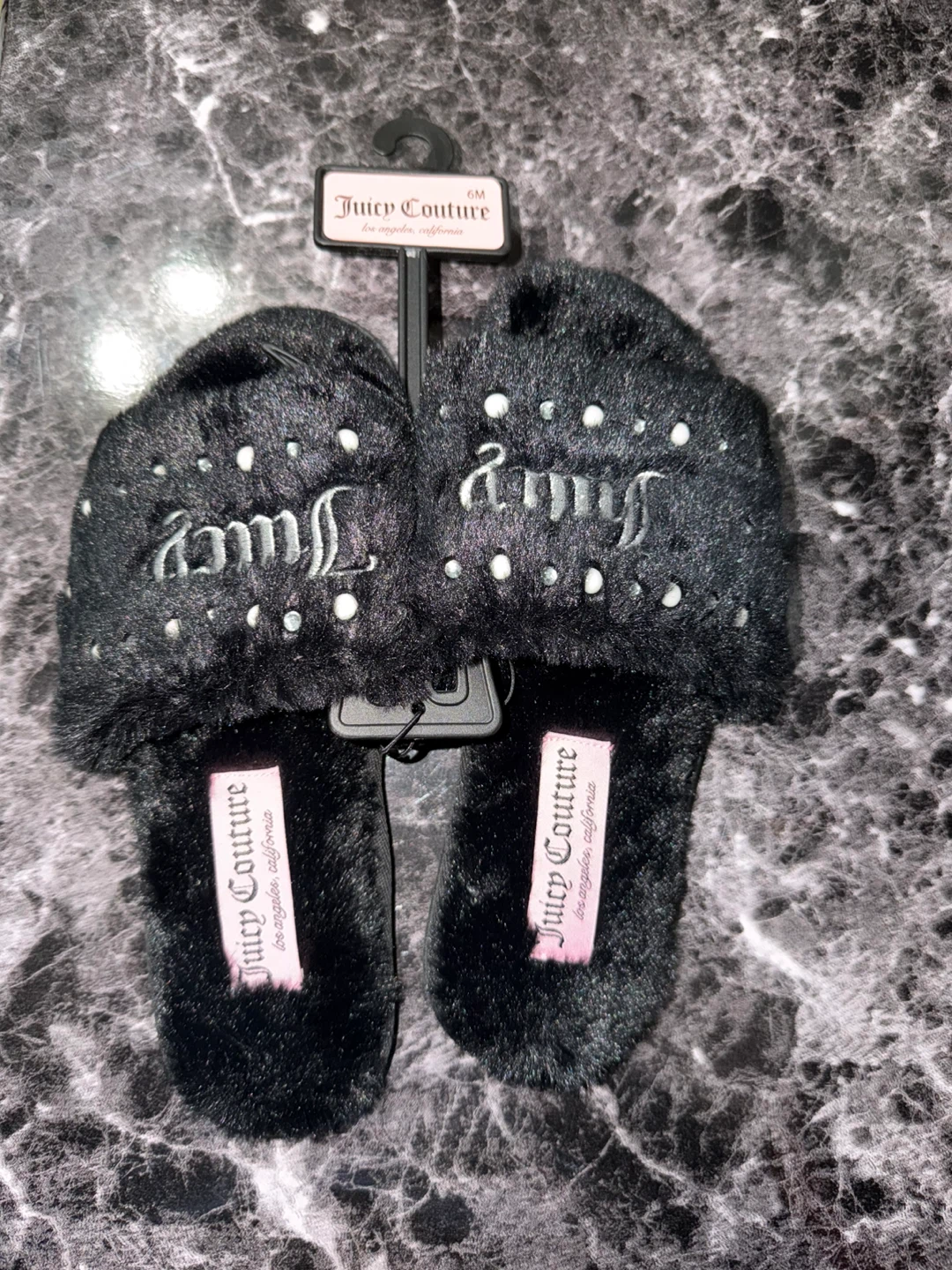 Juicy Couture Black Slippers Size 6M - New!