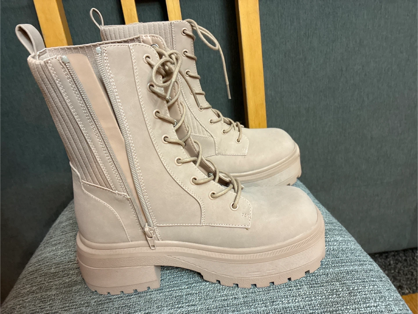 Call It Spring Beige Combat Boots