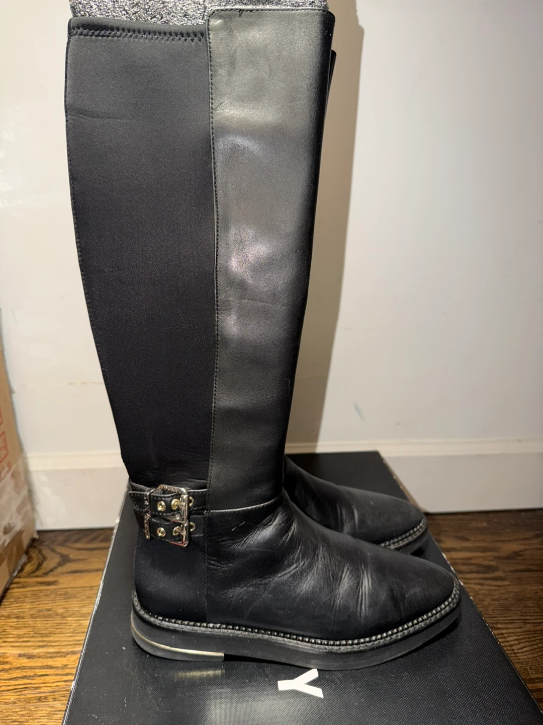 DKNY Black Leather Riding Boots - photo 2