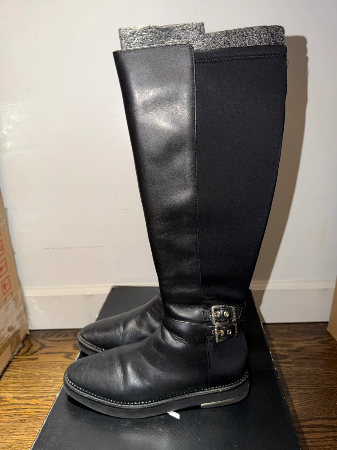 DKNY Black Leather Riding Boots - photo 4