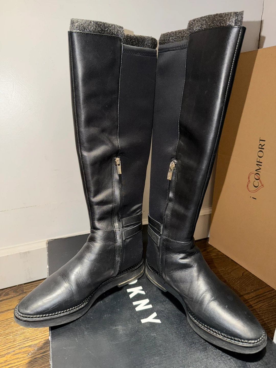 DKNY Black Leather Riding Boots - photo 5