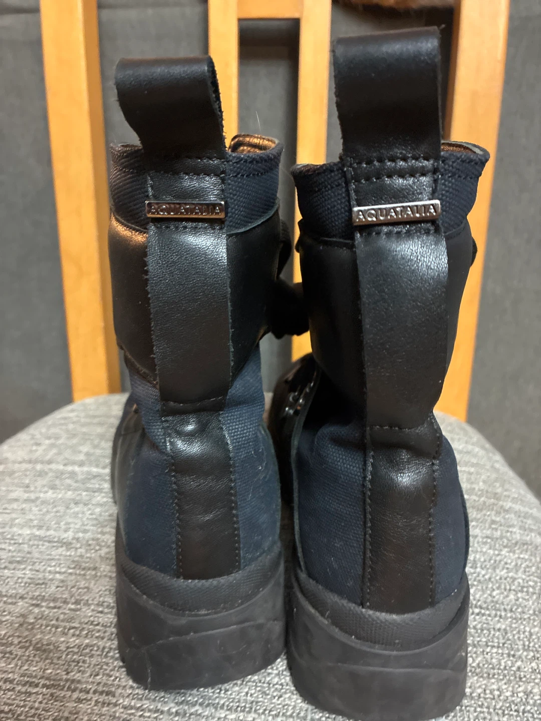Aquatalia Black Lace Up Boots - Size W7 - photo 3