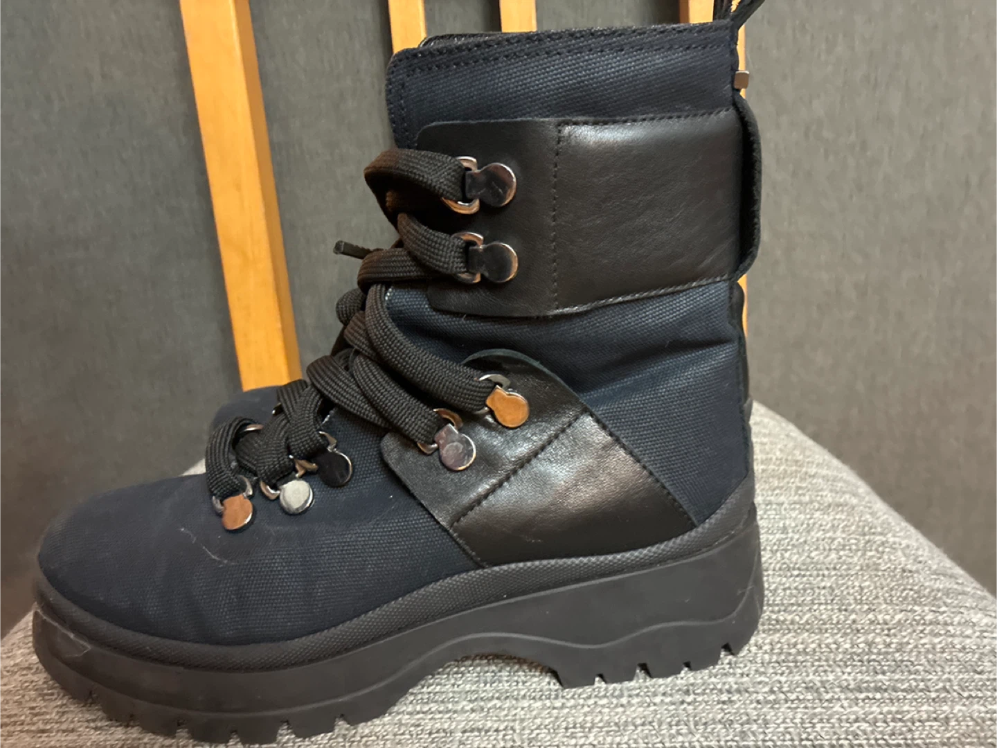 Aquatalia Black Lace Up Boots - Size W7