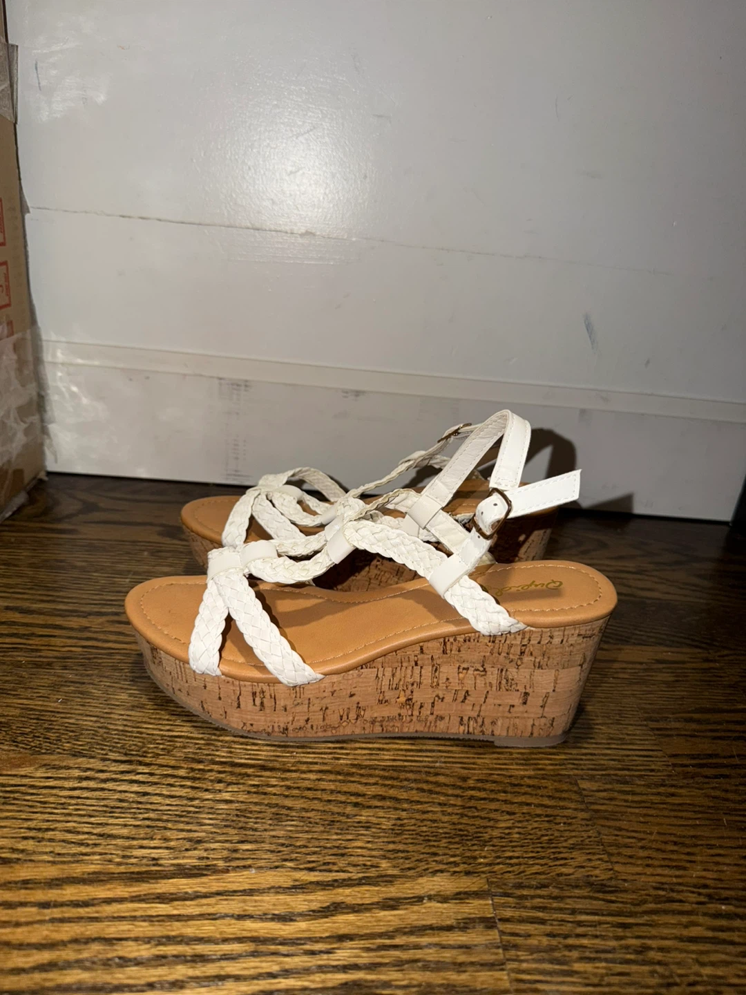 White Braided Wedge Sandals - photo 4
