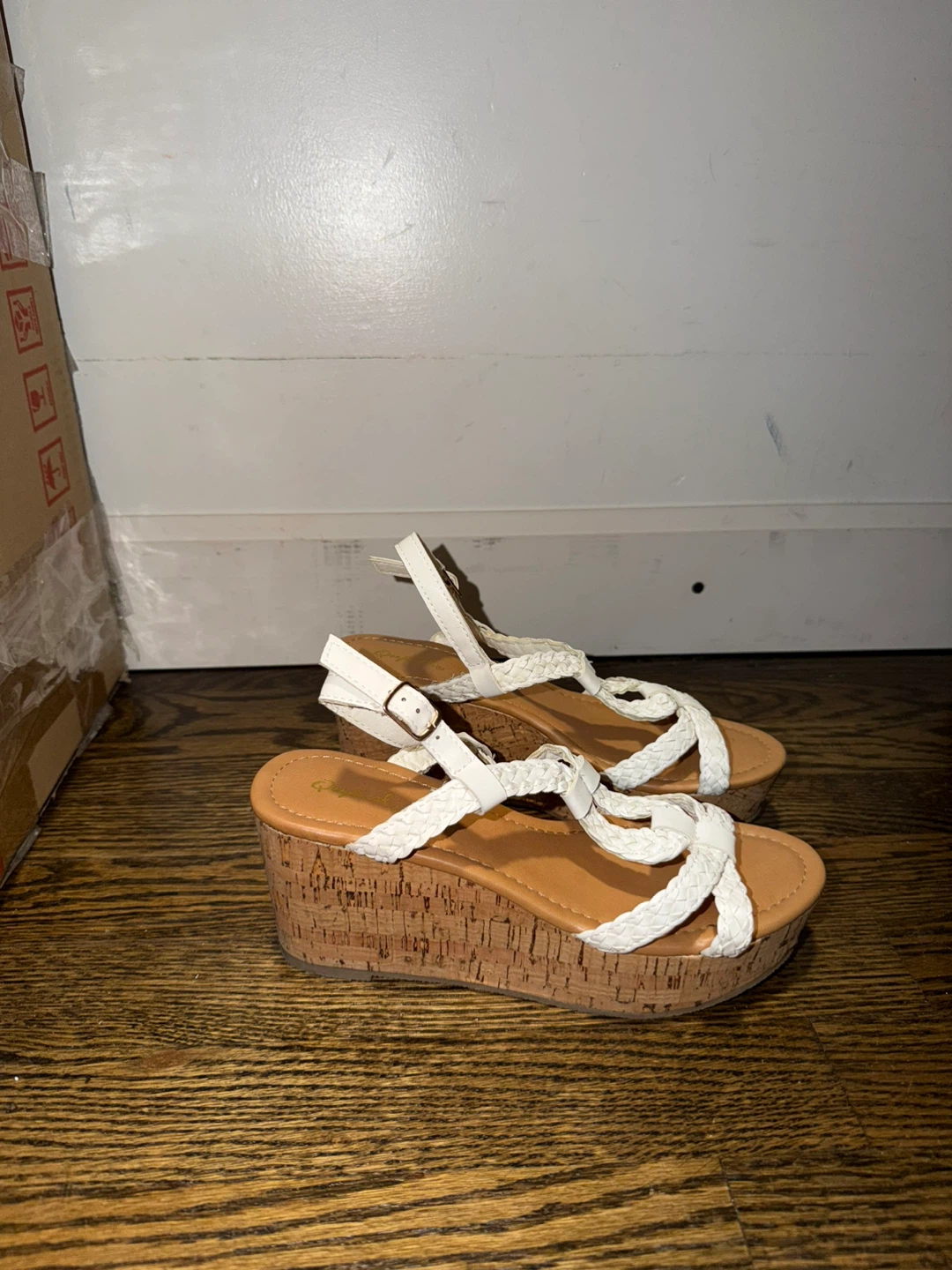 White Braided Wedge Sandals - photo 2