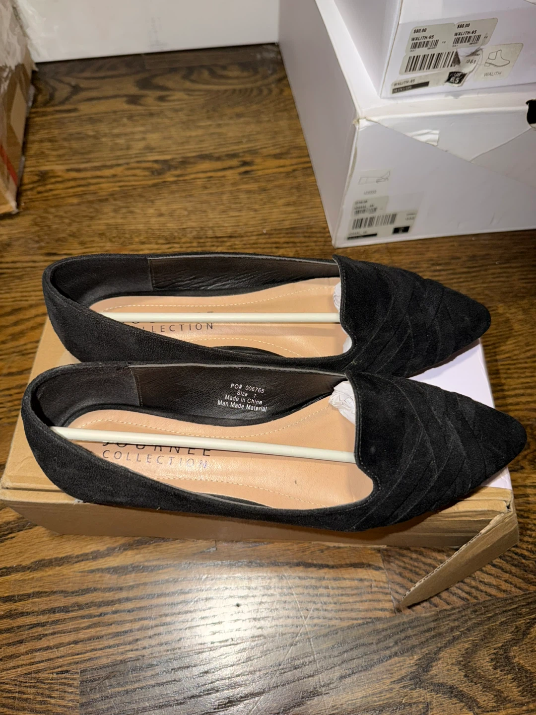 Journee Collection Mindee Black Flats - Size 7 - photo 2