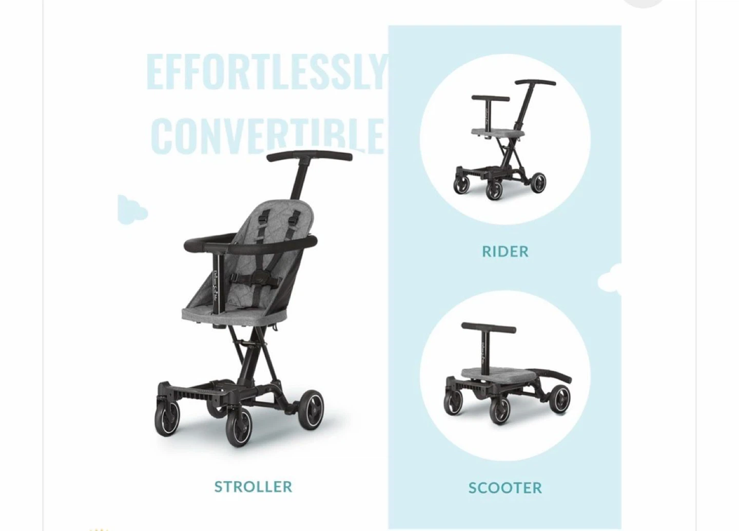 Dream On Me Coast Rider Stroller/Scooter - Grey - photo 2
